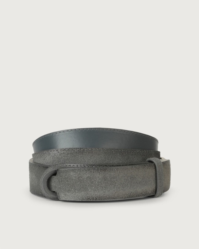 Orciani Cloudy suede Nobuckle belt Leather, Suede Grey