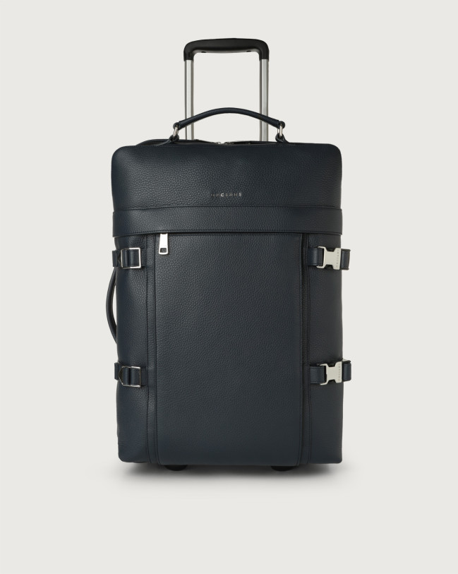 Orciani Micron leather two wheels trolley Grained leather Navy