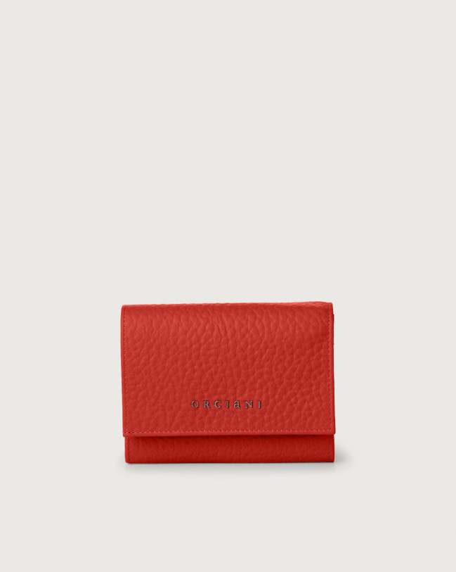 Orciani Soft leather wallet with RFID protectrion Embossed leather Marlboro red