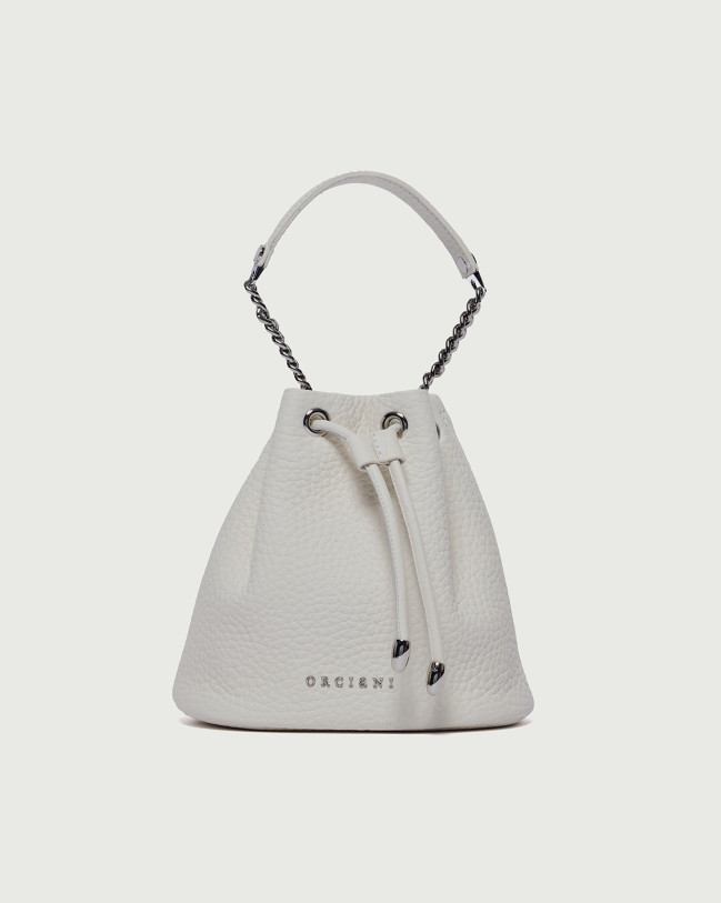 Orciani Nest Soft grained leather mini bucket bag Grained leather White