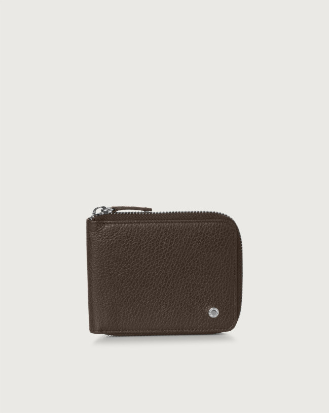 Orciani Micron leather wallet with coin pocket Chocolate