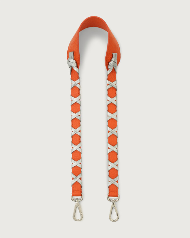 Orciani Soft leather strap with binding Orange