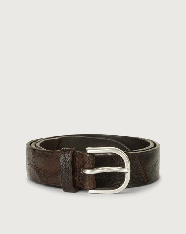 Orciani Patchwork Mix leather belt Leather Chocolate