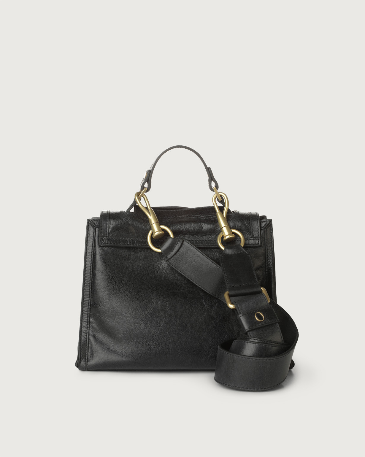 ORCIANI Sveva Notturno small leather handbag with strap color Black