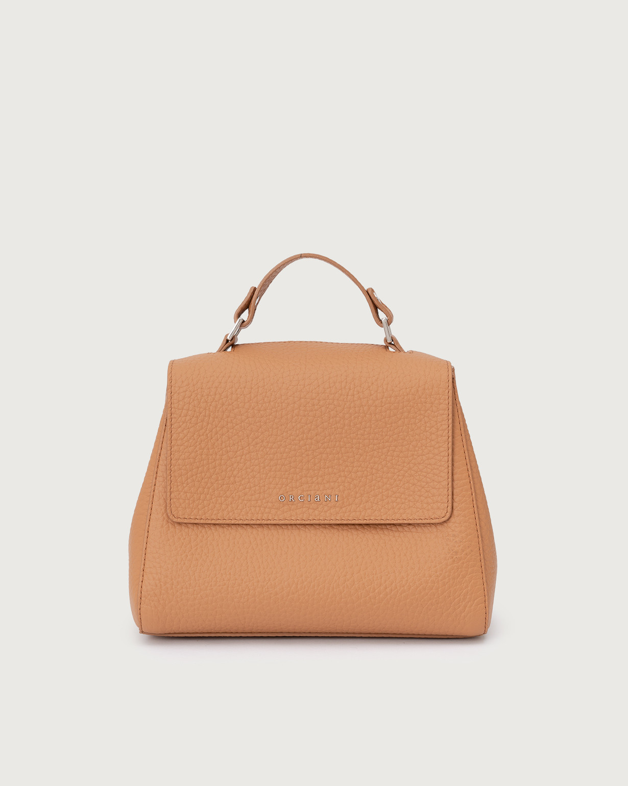 ORCIANI Sveva Soft Small leather handbag with shoulder strap color Almond