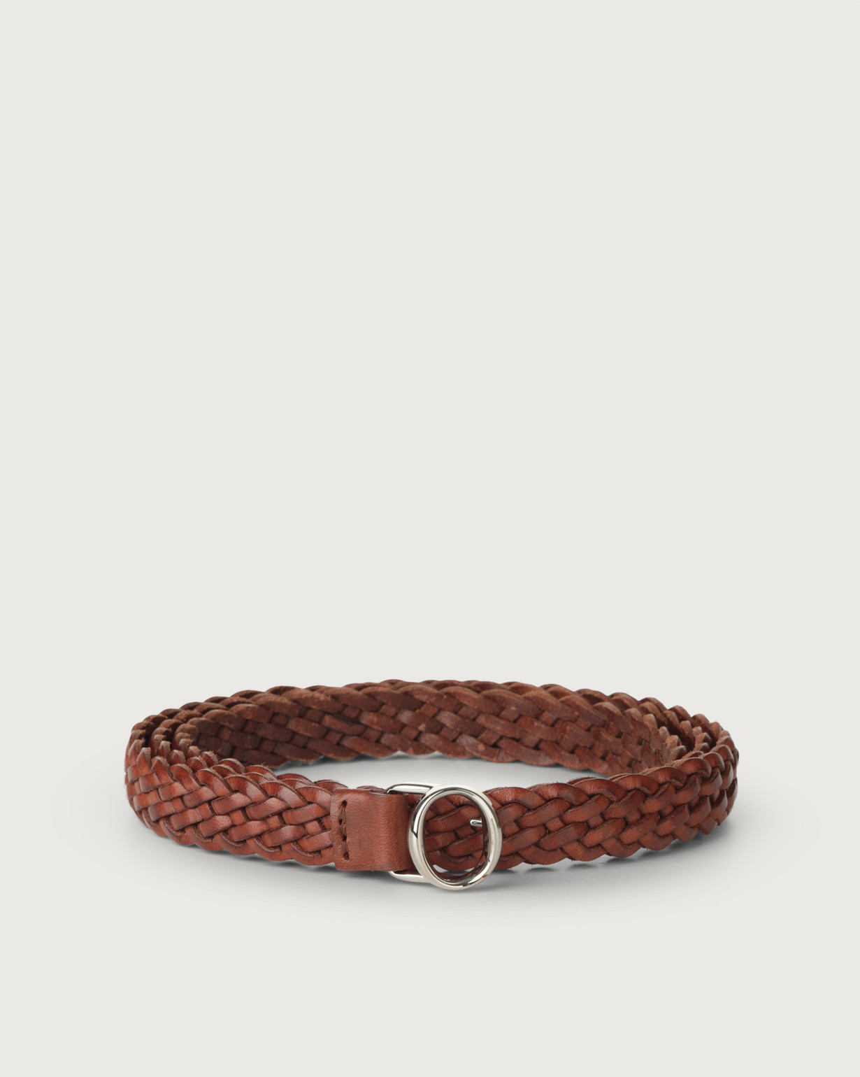 ORCIANI Masculine thin braided leather belt, color Brown