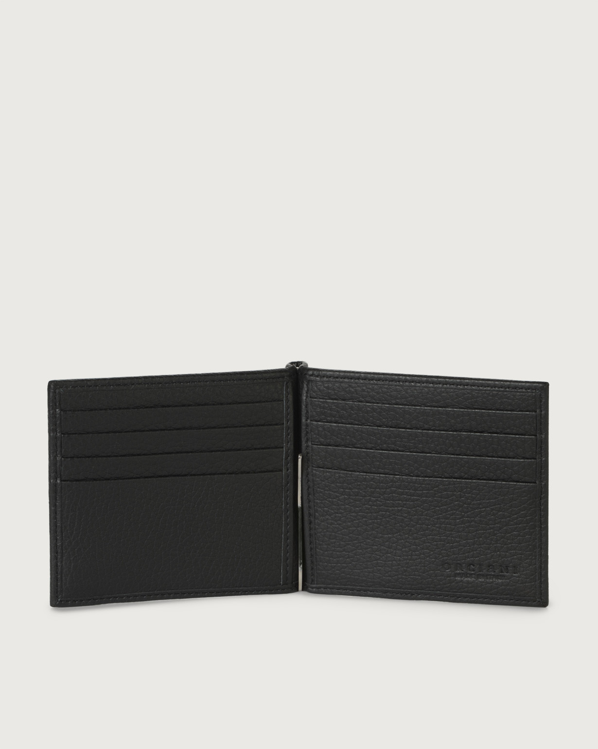 ORCIANI Micron leather wallet with money clip color Black