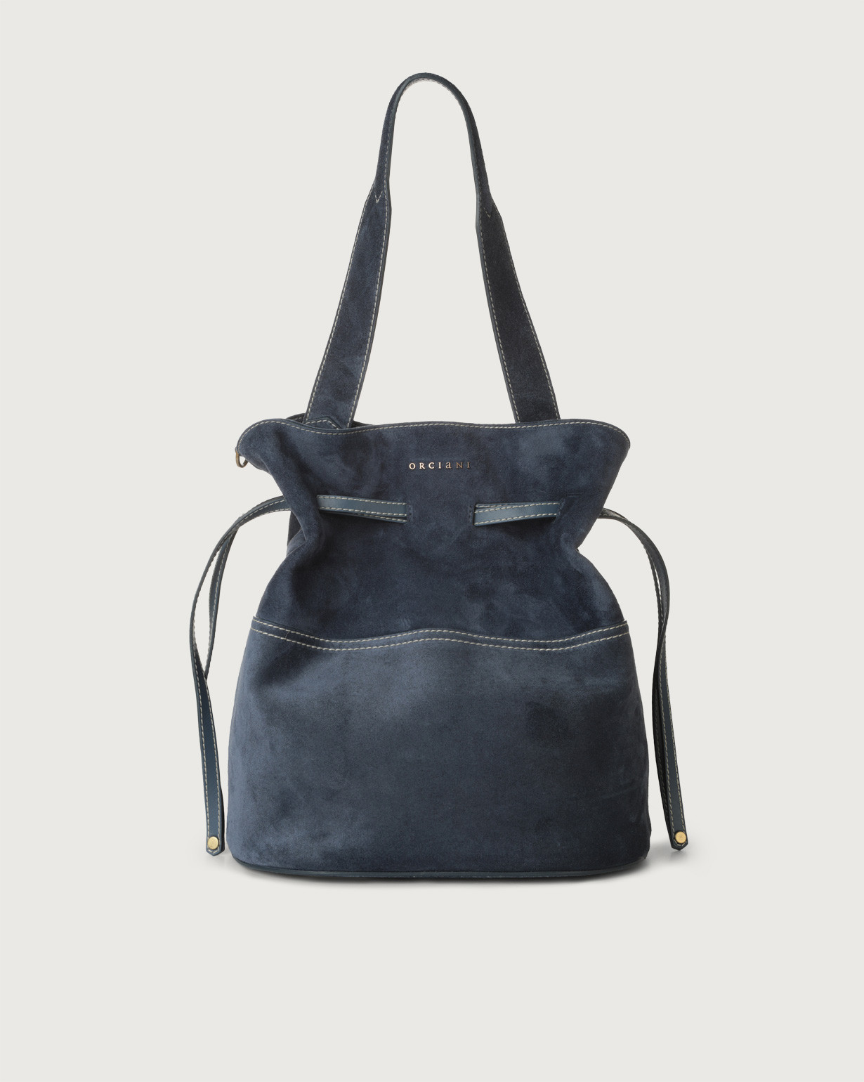 Blue suede bucket sales bag