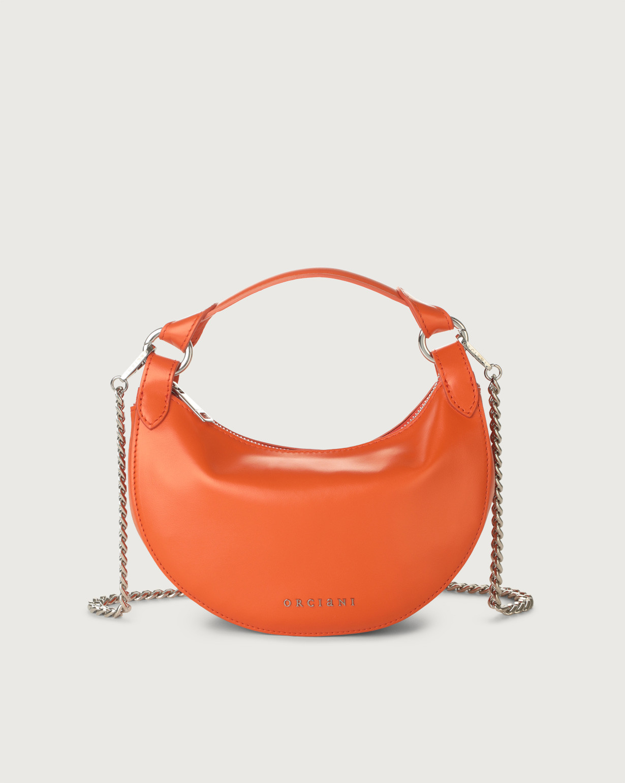ORCIANI Dumpling Vanity leather mini bag with strap color Orange