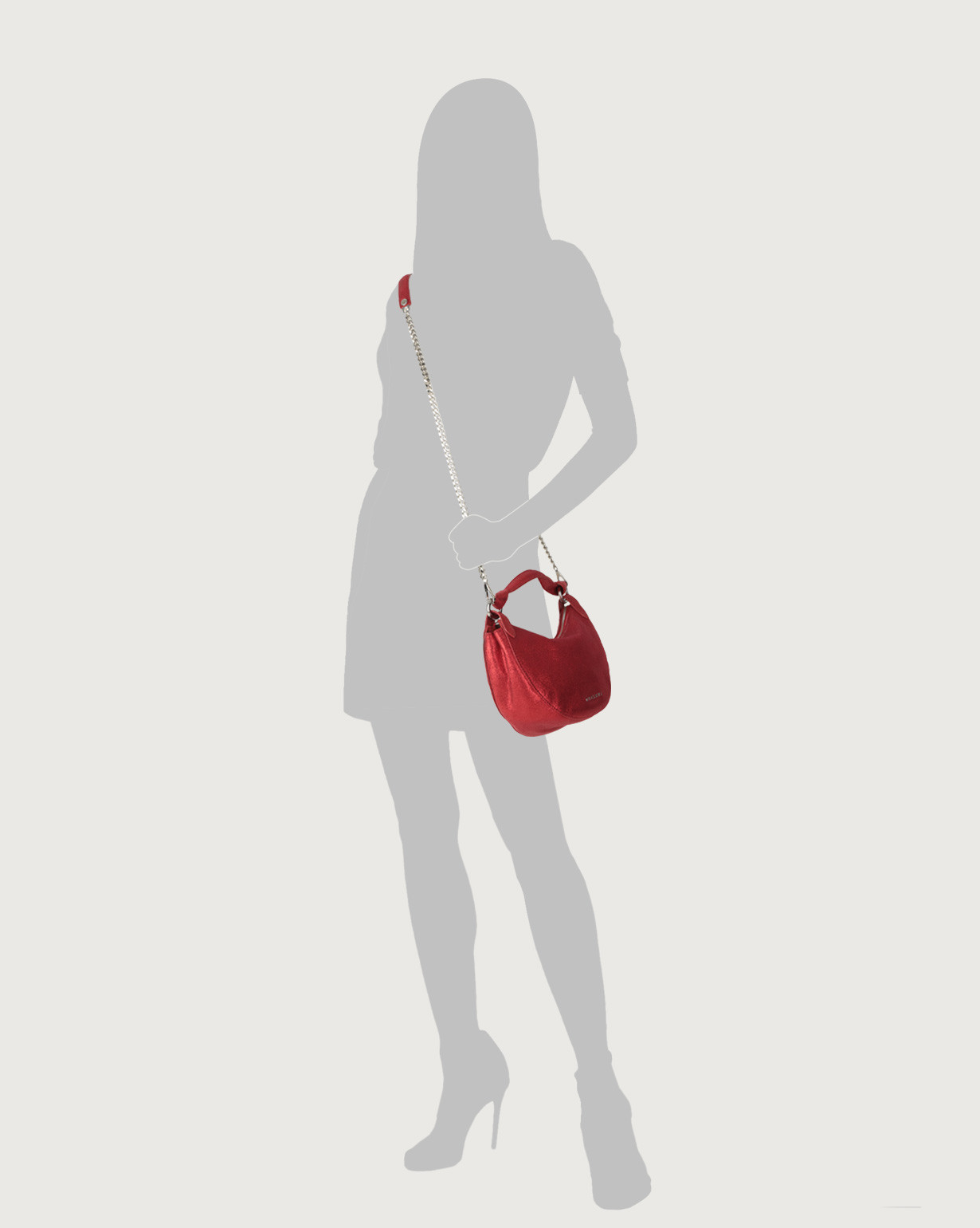 【threetimes】23fw Ring bag medium MAG Women's Nude Grain Shoulder Bag Attraction Half Moon