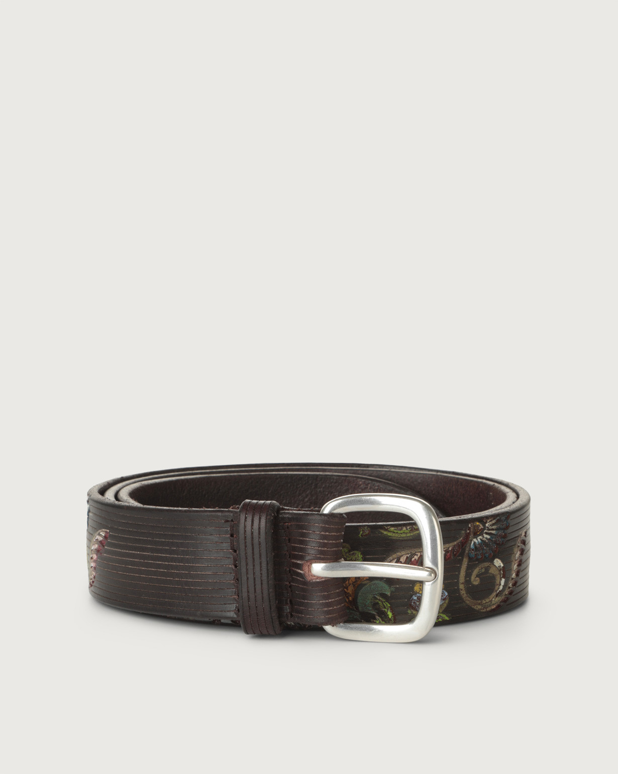 Paisley leather belt