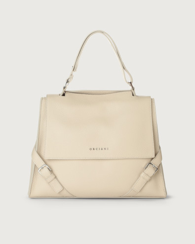 Orciani Sveva Sense Medium leather shoulder bag with shoulder strap Leather Off-White