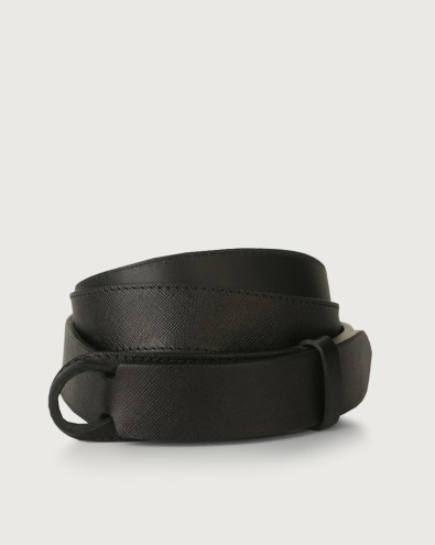 Saffiano leather Nobuckle belt