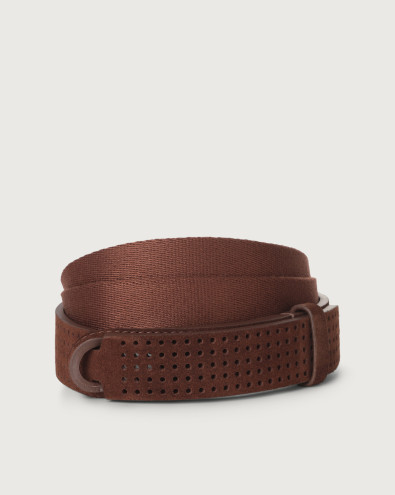 Suede and fabric Nobuckle belt