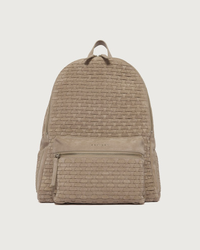 Laio Peach Woven suede leather backpack 