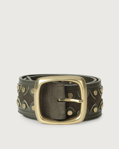 Duna Stud high-waist leather and suede belt