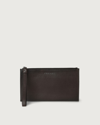 Chevrette leather pouch with wristband