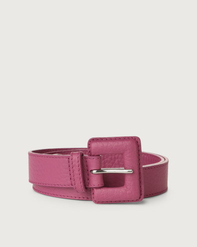 Soft leather belt with covered buckle