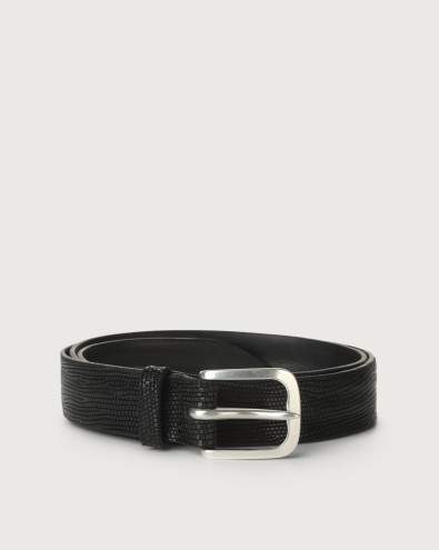 Lizard leather belt 3,5 cm