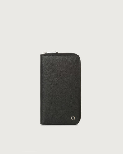 Timeless boarded leather vertical wallet