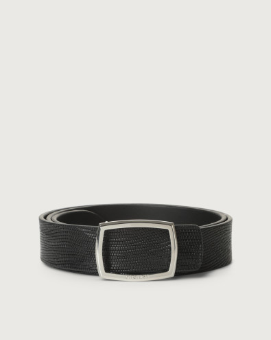 Lizard leather belt