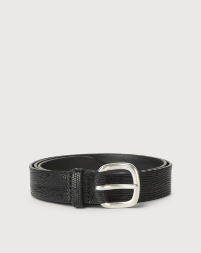 Lizard leather belt