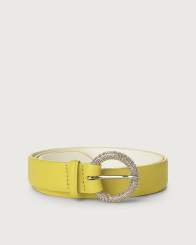 Orciani Soft classic leather belt Grained leather yellow