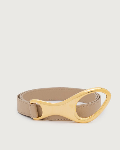 Nappa B long tip leather belt 2 cm