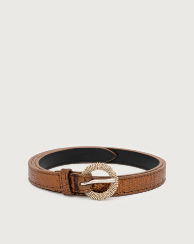 Light embossed nappa leather belt 1,5 cm