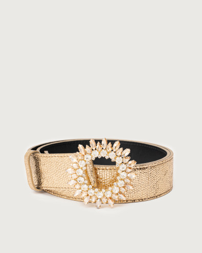 Light embossed nappa leather belt 3,5 cm