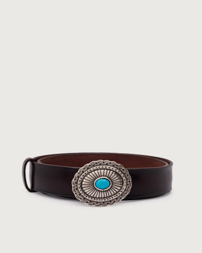 Bull Soft turquoise buckle leather belt 3 cm