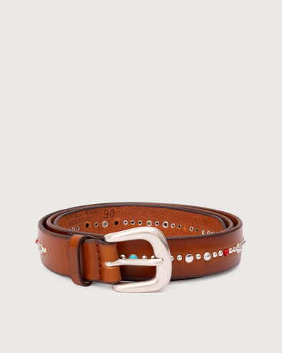 Bull Soft leather belt with studs 2,5 cm