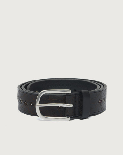 Bull Soft leather belt cabochon 3,5 cm