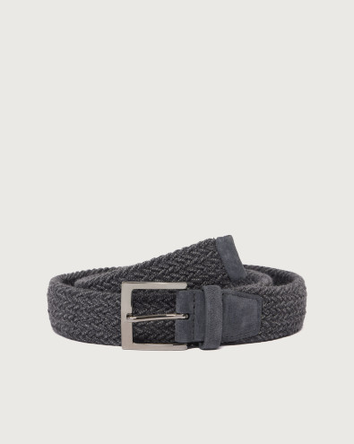 Elast Winter stretch wool and leather belt 3,5 cm