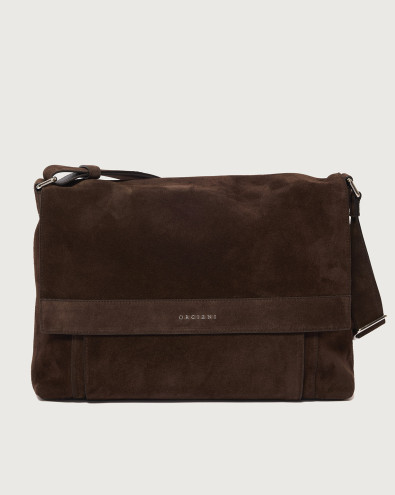 Peach suede leather messenger bag