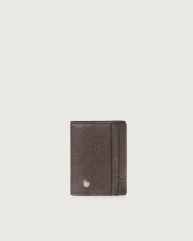 Chevrette hinge opening leather card holder with RFID