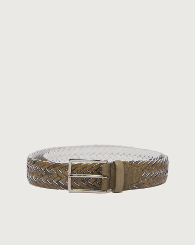 Braided leather belt 3,5 cm XU0108