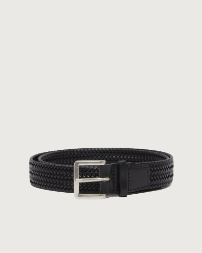 Braided leather belt 3 cm XU0137