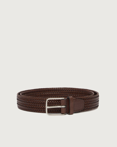Braided leather belt 3 cm XU0138
