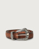 Stain western details leather belt