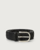 Melange leather and wool belt