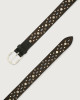 Orciani Frog leather belt with micro-studs Leather Black