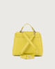 Orciani Sveva Soft Small leather handbag with shoulder strap Grained leather yellow
