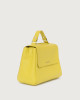 Orciani Sveva Soft Small leather handbag with shoulder strap Grained leather yellow