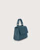 Orciani Sveva Soft Mini leather handbag with shoulder strap Grained leather Blue