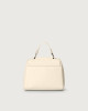 Orciani Sveva Soft Mini leather handbag with shoulder strap Grained leather Ivory