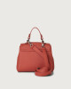 Orciani Sveva Soft Mini leather handbag with shoulder strap Grained leather Brick
