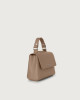 Orciani Sveva Soft Mini leather handbag with shoulder strap Grained leather Taupe