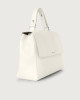 Orciani Sveva Soft large leather shoulder bag with strap Grained leather White