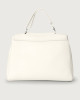 Orciani Sveva Soft large leather shoulder bag with strap Grained leather White